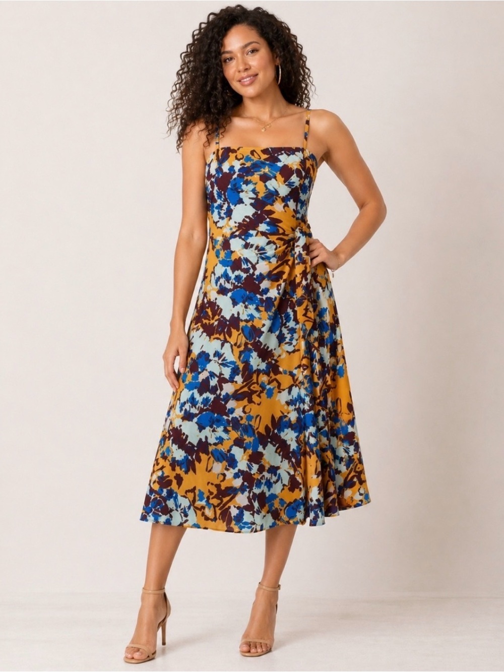 Rent the Runway Prabal Gurung Collectives Ochre Floral Side Ruffle Dress